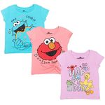 Sesame Street Elmo Cookie Monster Big Bird Baby Girls 3 Pack T-Shirt 18 Months Pink/Blue