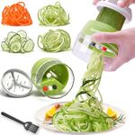 MOOREDLIFE Spiralizer Handheld Vegetable Slicer, 4 in 1 Zucchini Spaghetti Maker, Spiral Slicer for Making Quick Low Carb Veggie Noodles