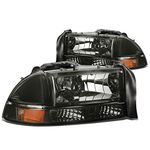 DNA MOTORING Pair Headlights Compatible with 97-04 Dodge Dakota / 98-03 Durango, Driver & Passenger Side, Smoke/Amber, HL-OH-DD974P-SM-AM