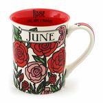 Enesco 6000057 Our Name is Mud"June Birthday Flower" Stoneware Coffee Mug, 16 oz, Red
