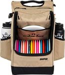 Dynamic Discs Sniper Disc Golf Backpack | 16 Disc Main Storage Compartment | Deep Top Zippered Pocket to Hold Additional Disc Golf Accessories | Two Water Bottle Holders (Sandstone)