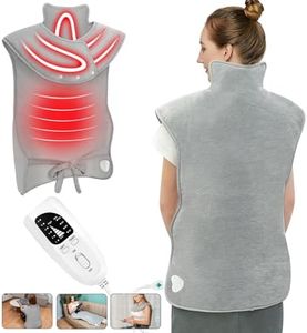 Nalezuns Cojín térmico para espalda, hombros y cuello, con apagado automático, lavable a máquina, 6 niveles de temperatura, con 4 temporizadores, almohadilla térmica para la espalda (94 x 56 cm)