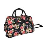 World Traveler Floral Prints 21-Inch Carry-On Rolling Duffel Bag, Rose Lily, Rose Lily, Floral Prints 21-inch Carry-on Rolling Duffel Bag