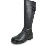 kozi Canada Women Waterproof Knee High Wide Calf Winter Casual Riding Boot SAVANNAH Fur Boot Side Zipper Removable Insole Black Size 9 - Order Half Size Up