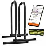 Lebert EQualizer Black XL Total Body Strengthener, Portable Dip Station for Full Bodyweight Training, Includes Hip Resistance Band & Online Coaching