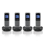 Motorola Voice T604 Cordless Phone System w/4 Digital Handsets, Speakerphone, and Call Block - Dark Grey