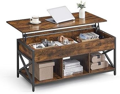 VASAGLE Lift Top Coffee Table, Lift Coffee Table with Storage Shelf, Hidden Compartments and Lifting Top, for Living Room, Office, 19.7 x 47.2 x (19.3-24.4) Inches, Rustic Brown and Black ULCT212B01