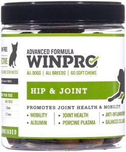 WINPRO Pet Hip and Joint Support Grain-Free Plasma-Powered Soft Chews, 60 Chews, Natural Blood Protein Supplements for Dogs Providing Strong, Healthy Joints, Made in The USA