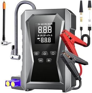 Jump Starter with Air Compressor, 4000A Peak 150PSI Car Battery Jump Starter for All Gas/ 10L Diesel Engines, 12V Jump Box Car Battery with Auto-Shutoff Tire Inflator, Jumper Cables Light