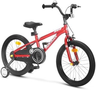 Montasen Kids Bike for 4-8 Years Old, 12 14 16 18 inch Boys Girls Toddler Bike with Training Wheels Children Bicycle with Dual Hand & Coaster Brakese, Adjustable Seat & Handlebars (Red, 18 Inch)
