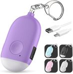 Personal Alarm Keychain for Women Self Defense - USB Rechargeable 130 dB Loud Safety Siren Whistle with LED Light – Panic Button or Pull Pin Alert Device Key Chain by WETEN (Purple)