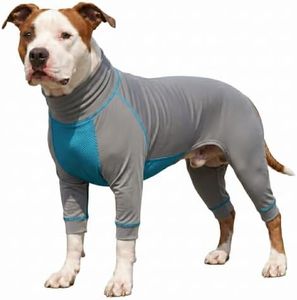 LovinPet UPF 50+ Dog Sun Protection Shirt, High Neck UV Outfit with Quick-Dry Breathable Belly Vent, Summer Full Body Coverage for Large Dogs, Gray Blue, XL