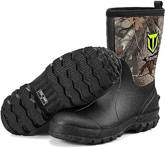 TIDEWE Rubber Boots for Men, 5.5mm Neoprene Insulated Rain Boots with Steel Shank, Waterproof Mid Calf Hunting Boots, Sturdy Rubber Work Boots for Farming Gardening Fishing (Next Camo G2 Size 10)