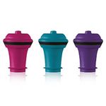 Vacu Vin Wine Saver Vacuum Stoppers, Set of 3 - Purple / Blue / Pink