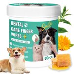 Dog Teeth Cleaning Finger Wipes 60pcs, Pet Tooth Wipes for Dental Care, Gentle, Effective Teeth Cleaning and Fresh Breath