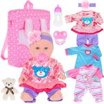 12 inch Baby Doll and Accessories-Reborn Baby Dolls Real Life Baby Dolls with 3 Sets Clothes,Backpack,Pacifier, Bottle(One Doll)