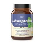 Organic Ashwagandha Capsules - 100 Capsules 500mg Pure Ashwagandha Stress, Mood, & Energy Support Supplement