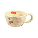 Koythin Ceramic Coffee Mug, Creative Flower Cup for Office and Home, Dishwasher and Microwave Safe, 8.5 oz/250 ml for Latte Tea Milk, Mothers Day Gifts (Pink Cherry)