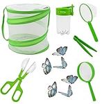 TSLBW 6 Pcs Outdoor Explorer Kit for Kids Insect Catching Kit Bug Hunting Kits for Kids including Critter Cage,Magnifying Glass,Tweezers,Insect Bottle,Insect Catching Scissors,butterfly net (green)