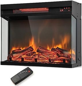 Tangkula 23-Inch 3-Sided Electric Fireplace Insert with Remote Control, 1500W Fireplace Heater with Thermostat, Adjustable Brightness, 8H Timer, Overheat Protection