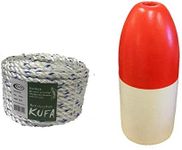 KUFA Sports 11" Red/White Bullet Float and 5/16" x100' Non-Lead Sinking Rope Set for Crab Pot (FWM-100)