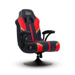 X Rocker Adrenaline Pedestal PC Video Gaming Chair, Integrated Audio, Subwoofer and Sound-Reactive Vibration, Swivel, Red, Blue and Golden