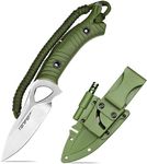 TONIFE Explorer Fixed Blade Knife with Plastic Sheath 8Cr14MoV Blade Survival Knife, Fiberglass Reinforced Nylon Handle for Outdoor Camping Knife EDC Knife (Green+Satin)