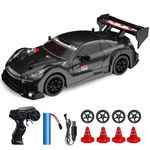 Vmxlso RC Drift Car, 1:24 Remote Control Car, 2.4GHz, 30km/h High Speed 4WD, with Cool Lighting, Racing Tires, 2 Batteries, Toy Gifts for Kids, for Drift and Race