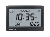 ALNABAA Shia Islamic Worldwide Digital 21 Azan (Call for Prayer) Sounds Wall and Desk Digital Clock with Daily Doaa Feature USA&Canada (Black White)