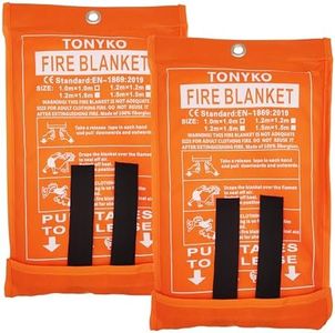 TONYKO Emergency Fire Blanket for Home and Kitchen -2Pack- Orange - Fire Suppression Blanket, Fiberglass Fireproof Blanket