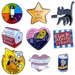 9PC Funny Enamel Pins Pack Cute Cool Fun Pin for Lapel Backpack Jacket Hat Bag Adult Teens Girls Boys, Small Buttons Unique Novelty Mood Assorted Cartoon Cheap Bulk Craft Supply Accessories Gifts,