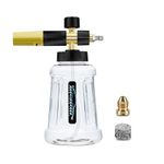 DANCINGBOAR Foam Cannon Compatible with 1/4 Quick Connect Pressure Washer, 1L Adjustable Snow Foam Lance Soap Dispenser with New Generation Adjustable Spray Nozzle (Black & Yellow)