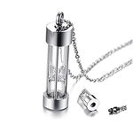 STARTONECO Time Memory Hourglass Glass Cremation Jewelry Urn Necklace for Ashes Urn Jewelry Cremation Jewelry Keepsake Memorial (Glass-Silver)