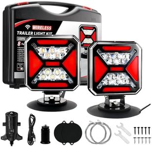 Rvsisytm Wireless Magnetic Trailer Lights Kit, Rechargeable LED Towing Lights 164ft Stable Signal, IP67 Waterproof No Wiring Brake Turn Signal Tail Light for Truck, RV, Boat, Camper (DOT Compliant)