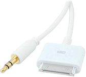 Stereo AUX 3.5mm Input to 30-Pin Male Dock Connector Cable Adapter (White)