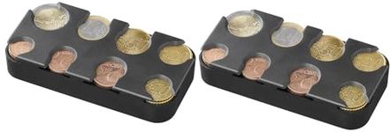 blntackle76 Euro Coin Holder Coin Sorter Coin Collector Coin Dispenser Coin Box 8 Compartments from 1 cent to 2 Euro (2 Pieces)