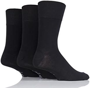 SOCK SHOP GENTLE GRIP Bamboo Crew Socks 3 Pair Mens Sizes 6-11UK 7-12US Plain Black