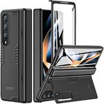 spoovcto for Samsung Galaxy Z Fold 4 Case: [Hidden Kickstand] [Screen Protector], Full Body Hinge Protection Slim Case, Wireless Charging Phone Stand Cover for Samsung Galaxy Z Fold 4 5G Black