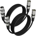 Heams Professional 2 Pack 6FT XLR Cables, Noise Free and Long-Lasting Braided XLR Microphone Cable, All Copper Conductors Balanced Male to Female Mic Cable for Studio Monitor, Mixer, DMX, Black