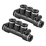 UHATa Push to Connect Fittings Applications for Industrial Pipe Connection - 6mm Tube OD Inline Manifold Union Tube Fitting - [Qty 2]