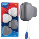 Dokeluk Toothbrush Covers Caps Family Pack:Tooth Brush Coveres Travel Case Protector Plastic Clip for Household Travel, Fits Electronic and Manual Toothbrushes for Adults Kids (4 Pack)