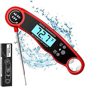 Digital Instant Read Meat Thermometer, Waterproof Kitchen Thermometer, Cooking Food Thermometer with Backlight LCD, Auto On/Off for Deep Fry Grilling Smoker BBQ Milk Water (Red)