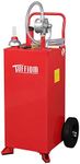 TUFFIOM 30 Gallon Gas Caddy With Wheels, Fuel Transfer Tank Gasoline Diesel Can Reversible Rotary Hand Siphon Pump, Fuel Storage Tank For Automobiles ATV Car Mowers Tractors Boat Motorcycle(Red)