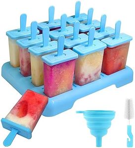 Alinana 12 Cavidades Moldes para Helados con Palo, Reutilizable Moldes para Helados de Grado Alimenticio sin BPA, DIY Molde Helado con Cepillo de Limpieza y un Embudo