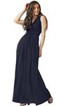 koh koh Womens Long Bridesmaid Wedding Guest Cocktail Party Sexy Sleeveless Summer V-Neck Evening Slit Day Full Floor Length Gown Gowns Maxi Dress Dresses, Dark Navy Blue M 8-10