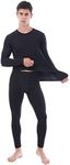 Thermal Underwear Sets for Men Long Johns Tops & Bottoms Insulated Long Sleeve Shirt and Pants Winter Warm Base Layer Black