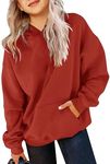 Yuccalley Girls Casual Long Sleeve Hoodies Cute Oversized Fleece Pocket Sweatshirt Tops, Red, 5 Years