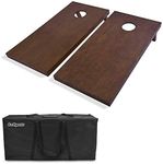 GoSports 4 ft x 2 ft Regulation Size Wooden Cornhole Boards Set with Dark Brown Varnish - Includes Carrying Case and Bean Bags (Choose Your Colors) Over 100 Color Combinations