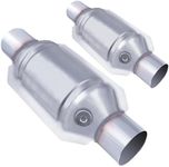 Osakesukar 2.25" Universal Catalytic Converter 2.25" Inch Inlet/Outlet 2 Pack High Flow Catalytic Converter with Heat Shield and O2 Port