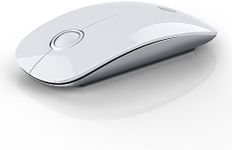 RAPIQUE Bluetooth Wireless Mouse - (BT5.1+USB) Slim Dual Mode Computer Mice with Quiet Click, Low Power, and 1600 DPI, Portable Cordless for MacBook, Laptop, iPad Pro/Air, Chromebook (White)